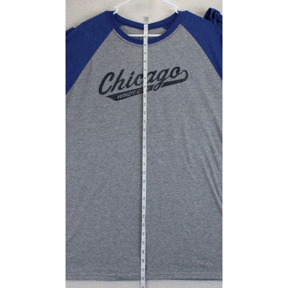 Jezees Blend Chicago Windy City Baseball T-Shirt Mens XL Gray Blue Raglan - Picture 16 of 16